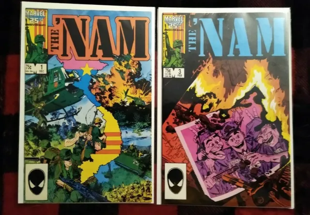 THE NAM #1,3 NM set/lot 1986 Marvel Comics - Art/Cover by Michael Golden