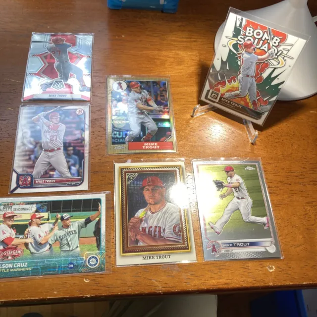 TROUT Lot Of 7 Insert, Refractor 87 Topps, Bomb Squad Optic, PG-2 Gallery PWE