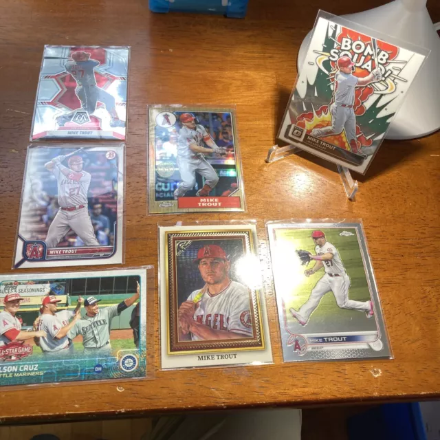 TROUT Lot Of 7 Insert, Refractor 87 Topps, Bomb Squad Optic, PG-2 Gallery PWE