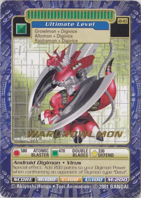 Digimon Digi-Battle Gold Stamp Rare Card - Booster Series 4 - Bo-165 Wargrowlmon