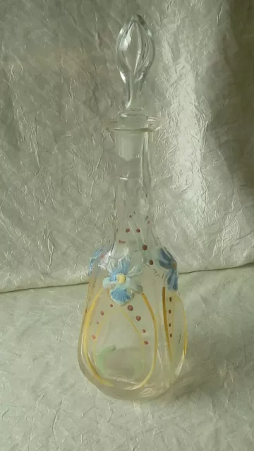 Carafe En Verre Emaille Legras Email Gras Fin 19 Eme**