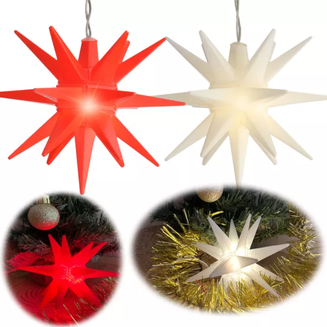 Design 3D LED Innen Außen Leuchtstern 12cm Beleuchtet Weihnachtsstern Außenstern