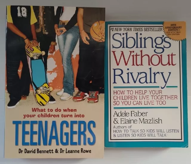 2 Parenting Books-Siblings Without Rivalry & Teenagers Paperback Bulk Bundle Lot