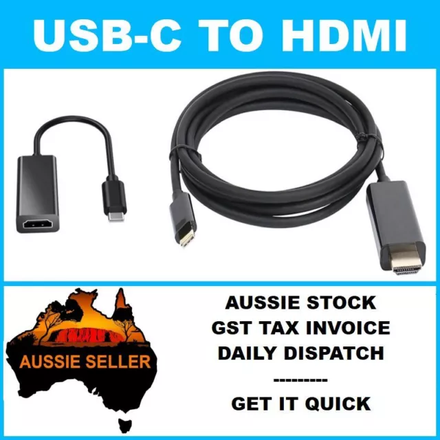 USB TYPE-C to HDMI Adapter Cable 4K 60Hz Monitor Display Converter