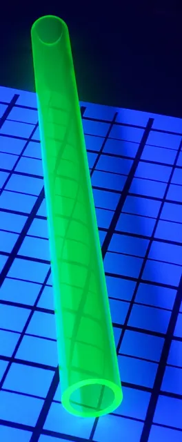 1" Od Diameter 3/4" Id Clear Green Fluorescent Acrylic Plexiglass 12" Inch Tube