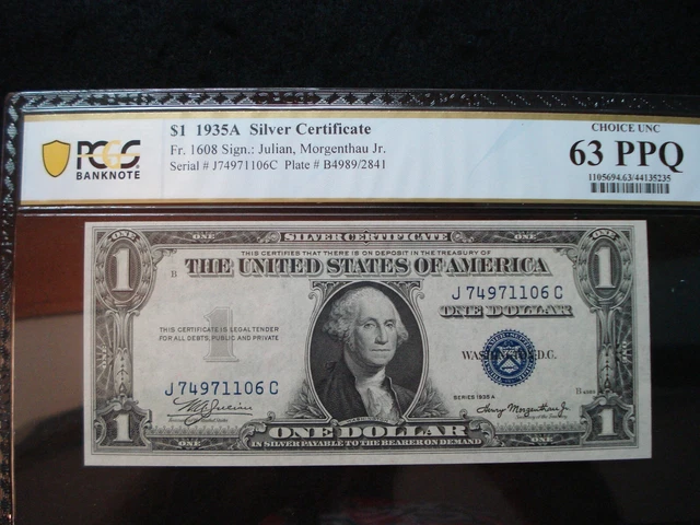 1935-A $1 Silver Certificate - Pcgs 63 Ppq