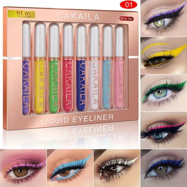 Pro 8 Colors Glitter Eye Shadow Eyeliner Liner Pencil Lip Makeup Set Cosmetic