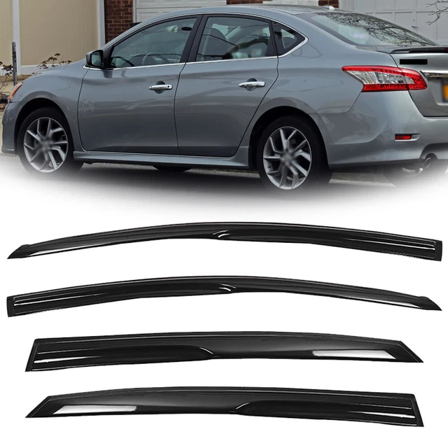 JDM Mugen Style Window Visors For 2013-2019 Nissan Sentra - 3D Wavy, Gloss Black, Tape-On 10 thumbnail image