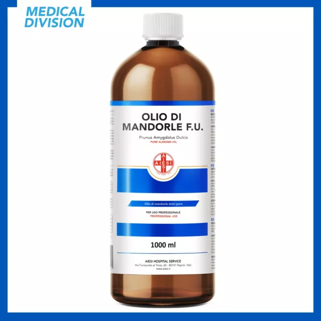 Olio di Mandorle dolci F.U. puro 100% grado farmaceutico flacone da 1 litro