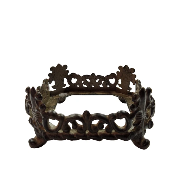 Brown Cast Iron Ornate Scroll Square Tissue Box Holder