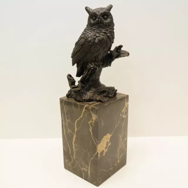 Signed Bronze Art Deco Style Art Nouveau Style Wildlife Bird Owl Owl Sculpture S