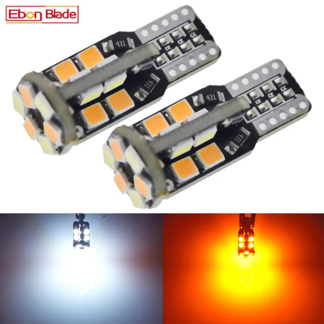 2 x T10 W5W LED Dual Color White Amber Interior Side Wedge Marker Light Bulb 12V