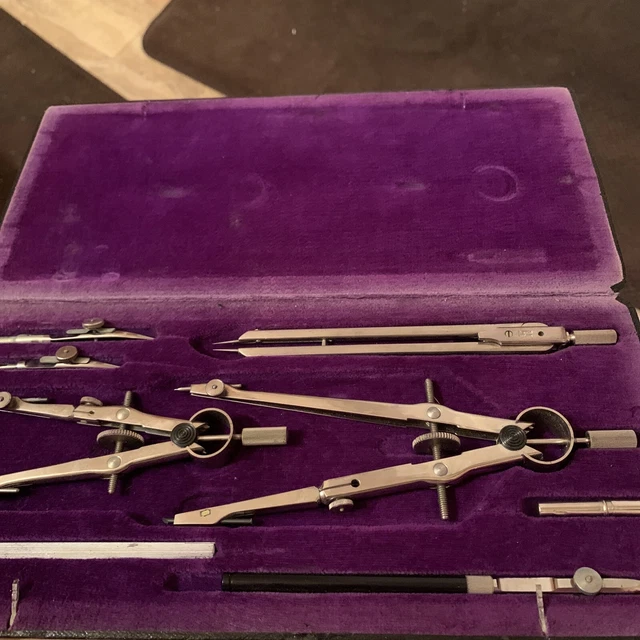 VINTAGE DIETZGEN POLITEK Drafting Tool Set Vintage/ Germany Complete 9