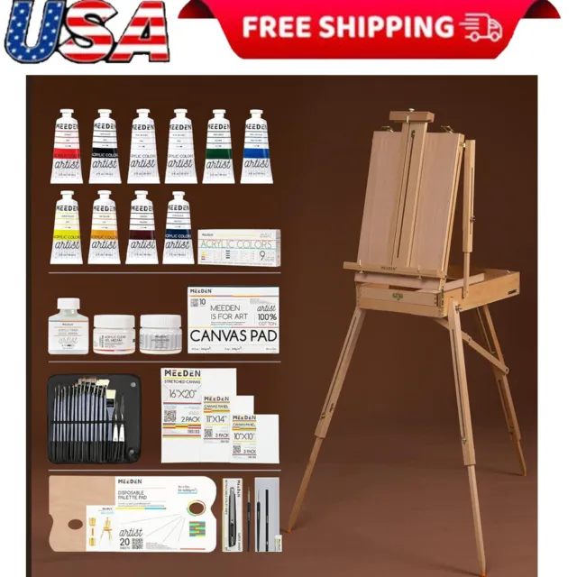 French Easel Professional Supplies Acrylic Painting Kit Paintbrushes Adults New
