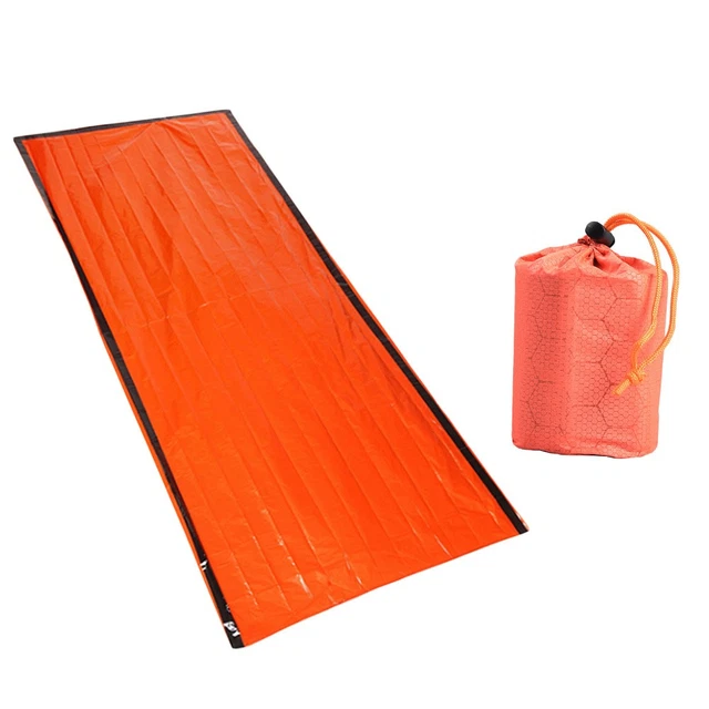 Sac de couchage de survie d'urgence en plein air, couverture thermique en Mylar, sac étanche et réutilisable, Portable, Camping, randonnée, équipement d'urgence  18