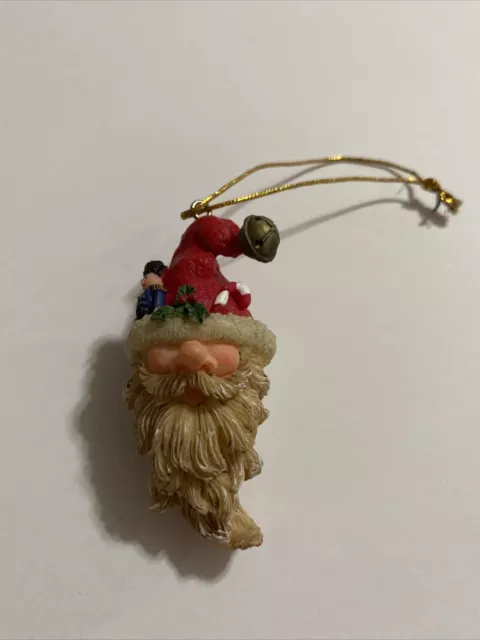 Vintage Resin Santa Claus Head Christmas Tree Ornament Nutcracker Holiday