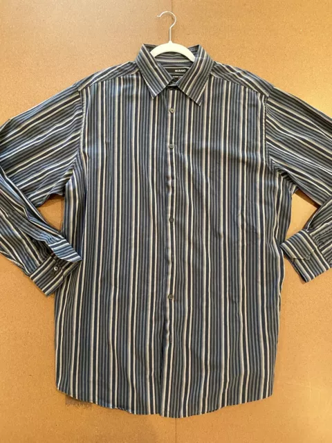 Murano Men's 36/37" Long Sleeve Dress Shirt Size XLT Tall Modern Comfort Blue