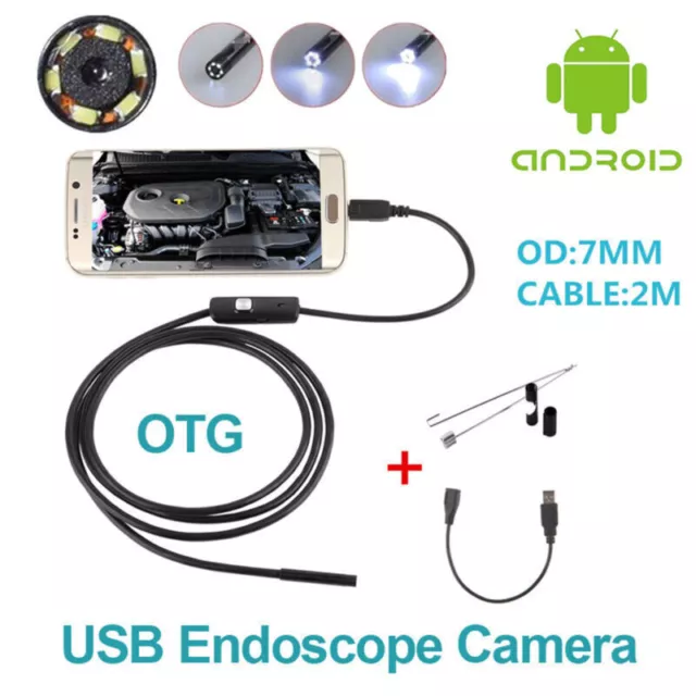 OTG 7mm USB Endoscope Inspection Camera Borescope Waterproof 6 LED For Android