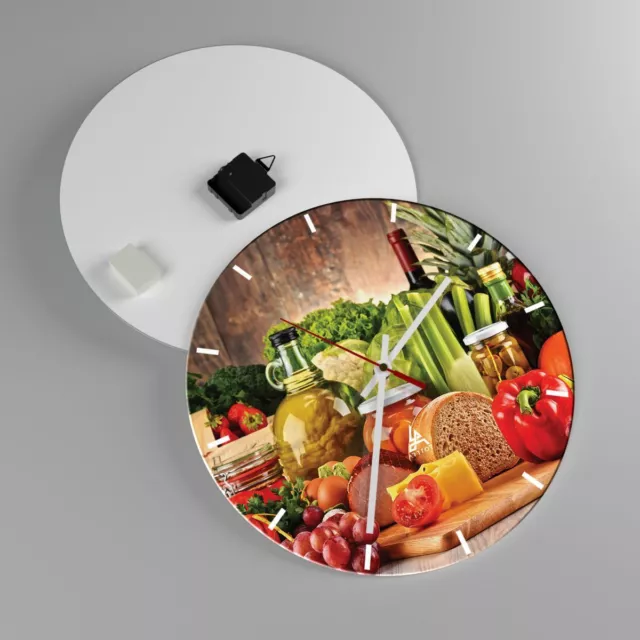 Reloj de Pared 40x40cm Reloj de Vidrio Alimentos verduras brócoli carne 2