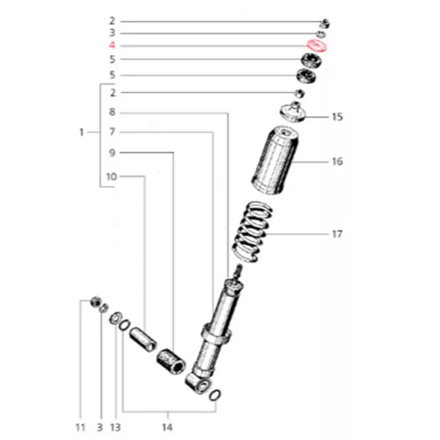 Disc Shock Absorber, Sip Performance Front, Upper, Ø 1 0 1/8x1 15/32in, (D) 0