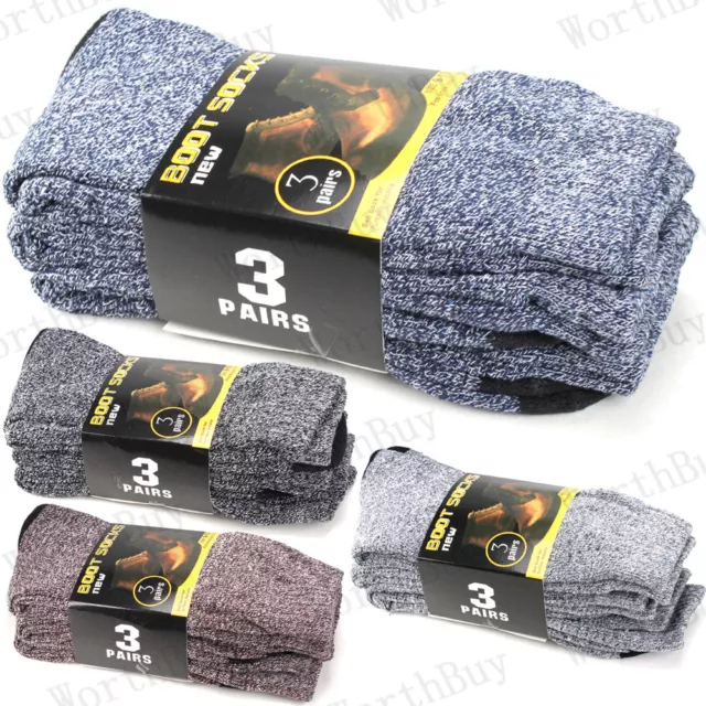 12 Pairs Mens Winter Warm Thermal Crew Work Boot Socks Size 10-13 Cold Weather