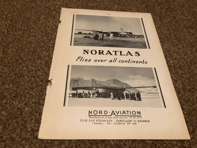 Ac49 Advert 11X8 Nord Aviation Manufacturer Of Anti Tank Missiles - Noratlas