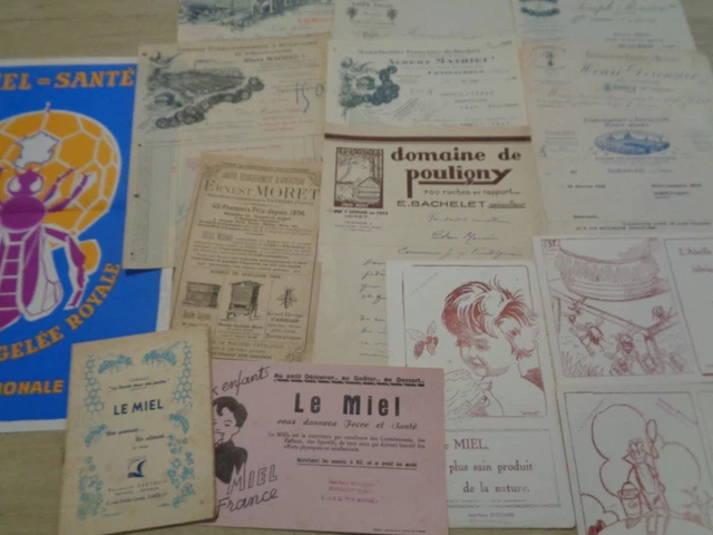 Lot De 15 Affiches Anciennes Originales - Thème Apiculture, Miel Et Abeilles - Déco Murale Vintage