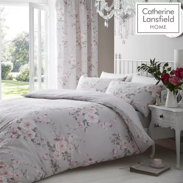 Canterbury Grey Duvet Cover Bedding Set Wallpaper Curtains Catherine Lansfield