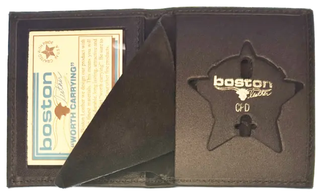 BOSTON LEATHER BOOK STYLE BADGE WALLET: 1955 Chicago Police Star Cutout (150-...