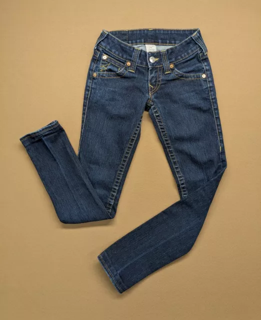 True Religion Stella Jeans Women's 24 (Act.26x31) HEMMED Skinny Low Rise Dark