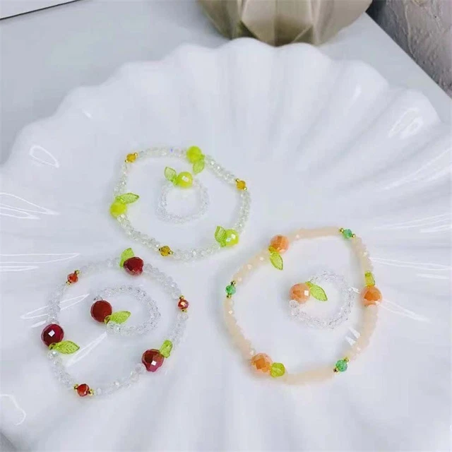 Collar de resina para mujer con forma de fruta pulsera con cuentas anillo joyería accesorios