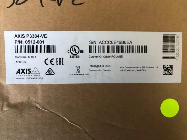 AXIS P3384-VE Network Camera Part#0512-001 New