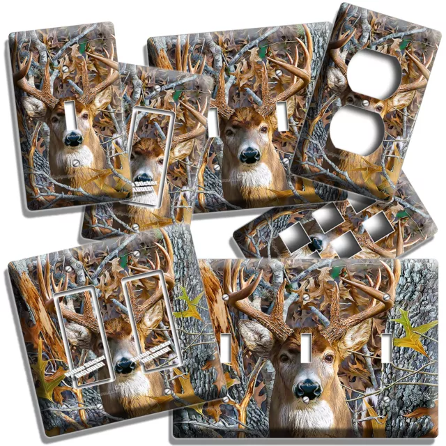 Whitetail Deer Oak Tree Camo Light Switch Outlet Wall Plate Hunting Cabin Hd Art