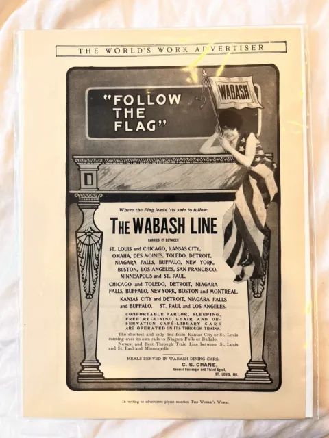 Wabash Line St. Louis Chicago Railroad Train 1905 Transportation Travel