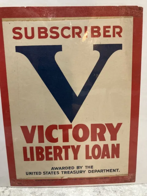 Genuine WW1 US Treasury Dept. VICTORY LIBERTY LOAN Subscriber Window Banner LOT