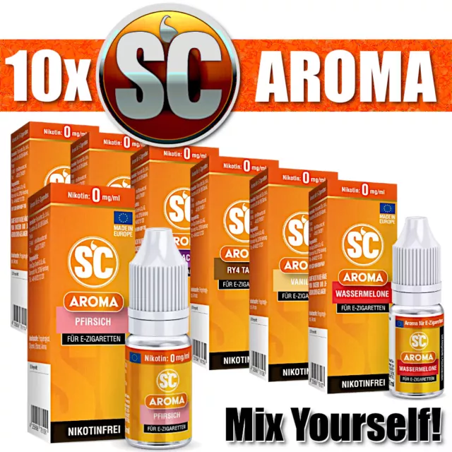 10x 10ml SC AROMA Vorrat Probierbox Tabak Frucht -für Liquid zum selbstmischen