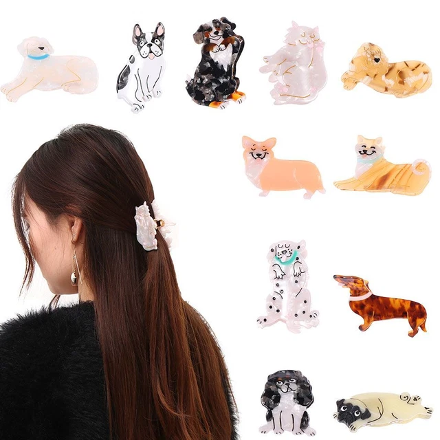 Bulldog Acetic Acid Dog Acrylic Headwear Shark Clip Geometric Animal Claw Clip