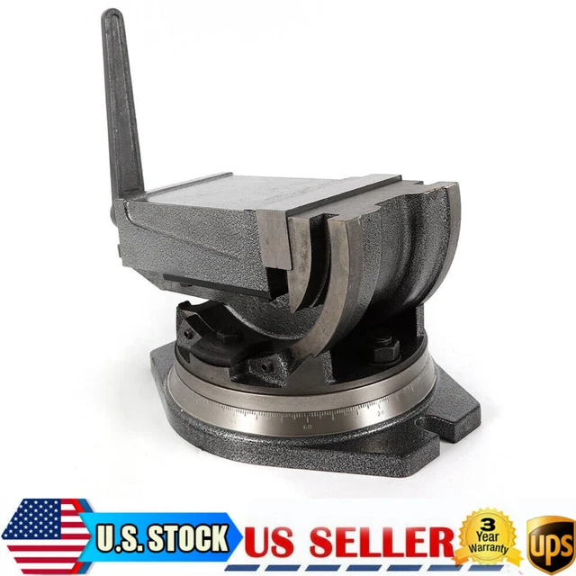 5" 360° Swivel Drill Press Vise 2Way Precision Milling Clamp Machine 90° Tilting