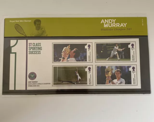 Andy Murray Wimbledon Champion 2013 Royal Mail Mint Stamps Presentation Pack