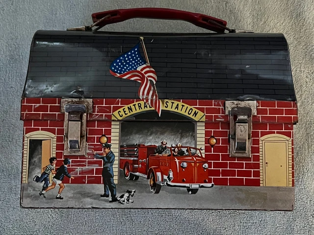 Vtg Central Fire Station Dome Lunch Box Original Thermos 1959 Multicolored Vtg Central Fire Station Dome Lunch Box Original Thermos 1959 Multicolored