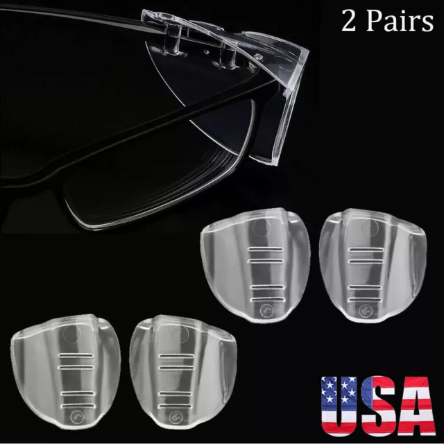 2 Pairs Universal Eyeglasses Side Shields-Flexible Slip-On Safety Glasses Shield