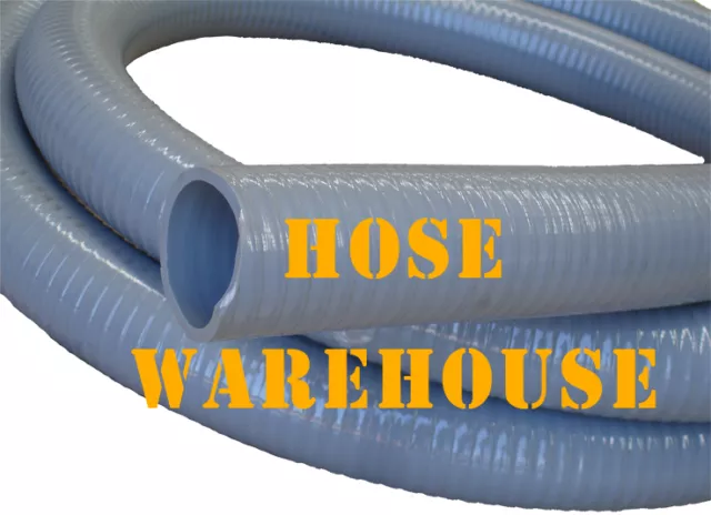 Water Suction Hose, Grey PVC  1.5" (38mm) x 20mtrs FREE FREIGHT - Made in U.S.A.