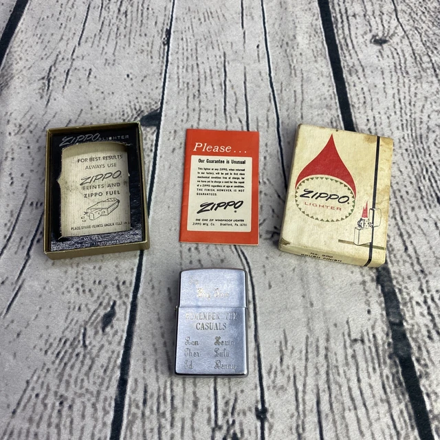Vintage Zippo Lighter No. 200 Brush Finish Custom w Box & Insert 1975