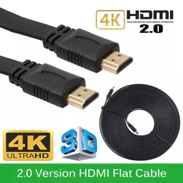 10M HDMI Kabel High Speed v2.0 flacher Stecker auf Stecker HDMI Blei vergoldet lang UK