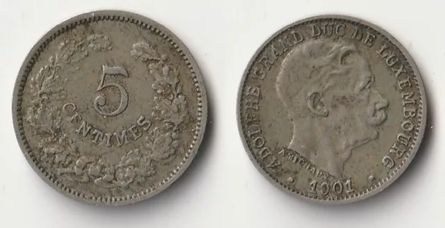 1901 Luxembourg 5 centimes coin