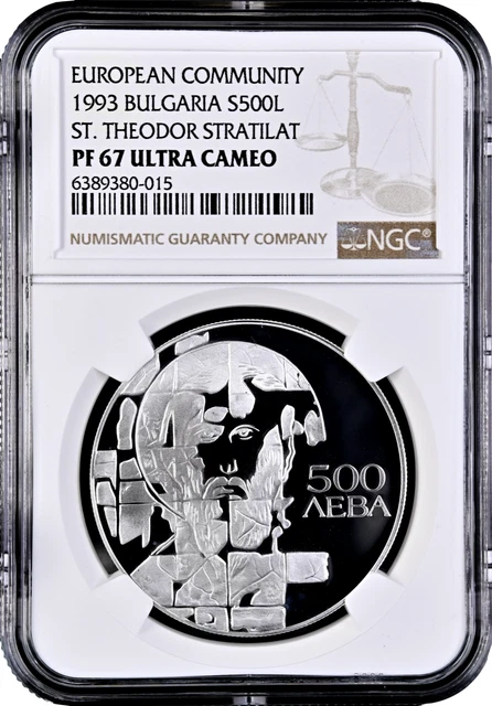 Bulgaria 500 leva 1993, NGC PF67 UC, "St. Theodor Stratilat" silver coin