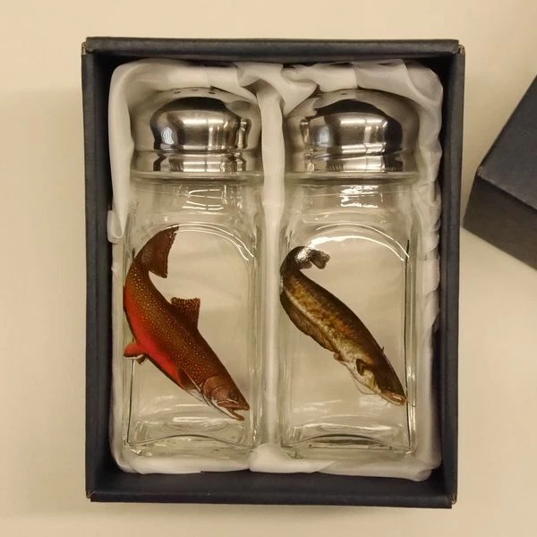 Sal&Pimienta Esparcidor Juego Con Colores Motivo Pescado Salmón Y Wels Regalo