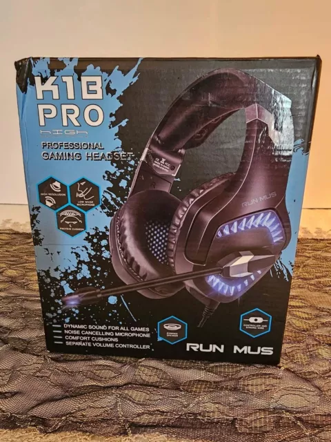 ONIKUMA K1B PRO Gaming Headset with Mic for PS4, Xbox One, S, Laptop, PC - Blue