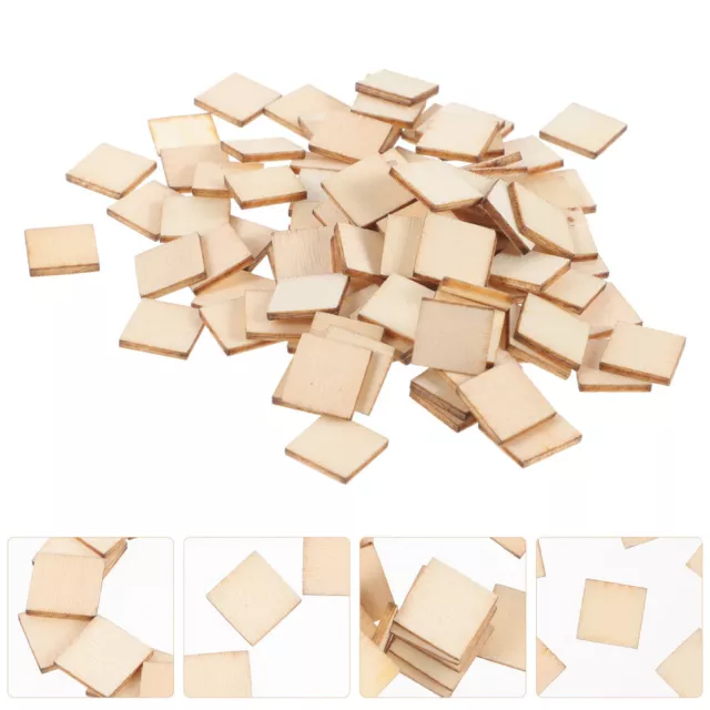 100 Pcs Unfinished Blank Plaque 10mm Square Wood Slices DIY Crafts