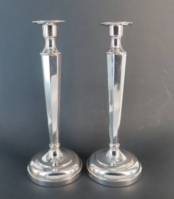 Tall Early - Mid Century Sheffield Plate Silverplate Candlesticks